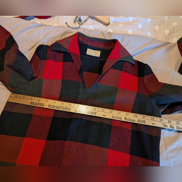 Vintage 1960s Pendleton 100% virgin wool skirt set buffalo plaid red gre… - Picture 10 of 16